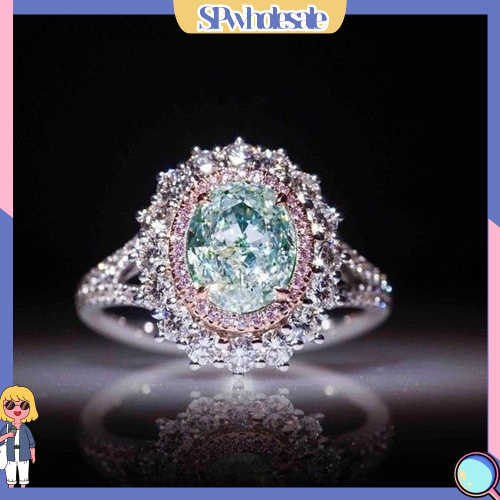 <SPwholesale> Nhẫn Cưới Đính Đá Topaz Lớn Lấp Lánh Cho Nữ