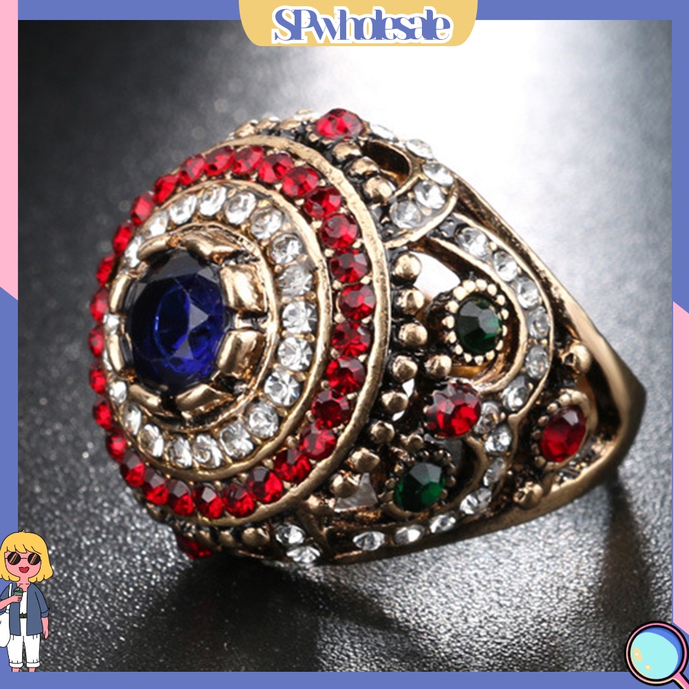 <SPwholesale> Nhẫn Tròn Đính Đá Nhiều Màu Sang Trọng