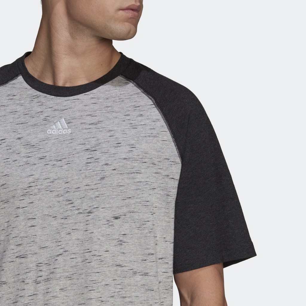 Adidas Phong cách sống Áo Thun Tay Raglan Mélange Essentials Nam Xám HE1796