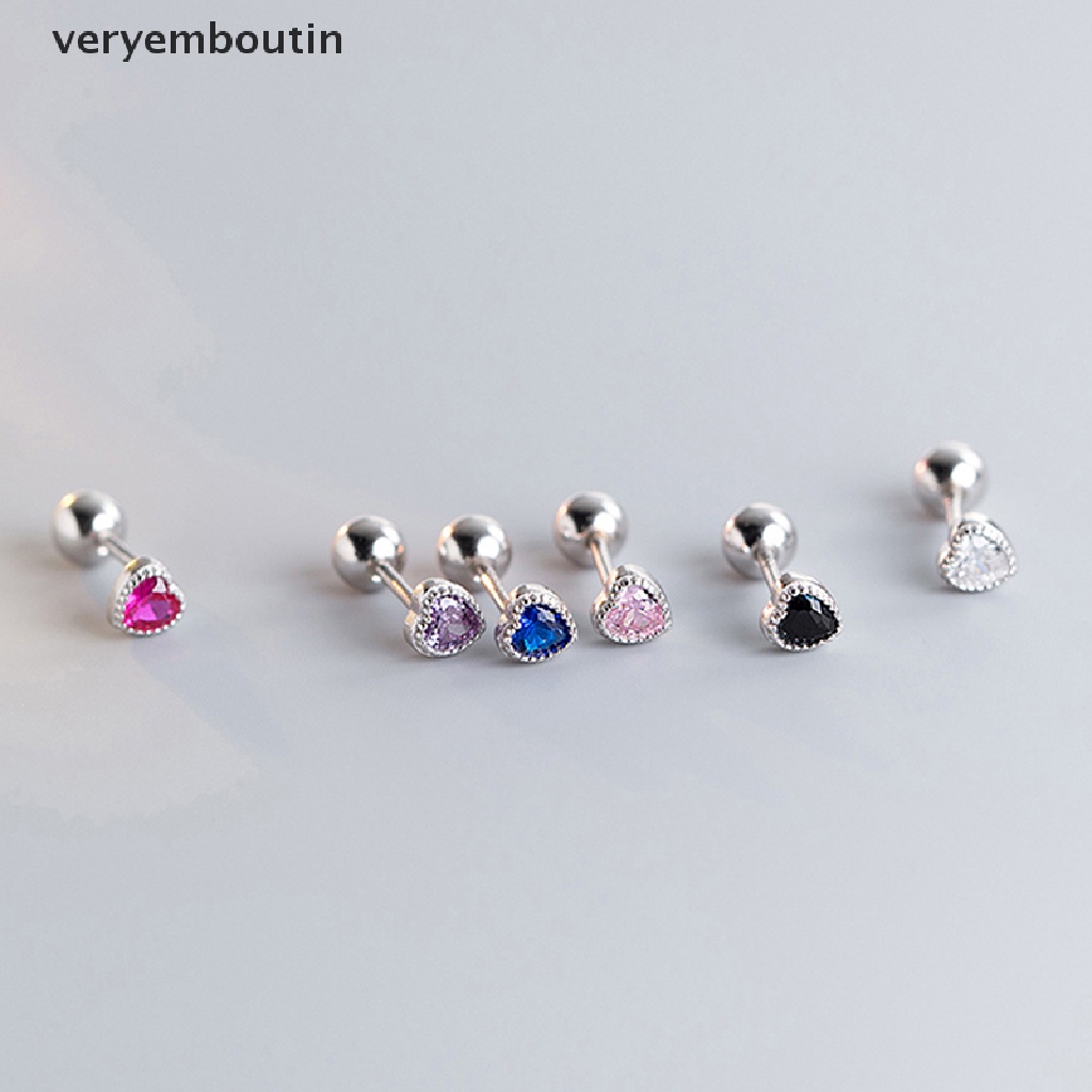 1 Đôi Bông Tai Hình Trái Tim Đính Đá Zircon Thời Trang Dành Cho Nữ