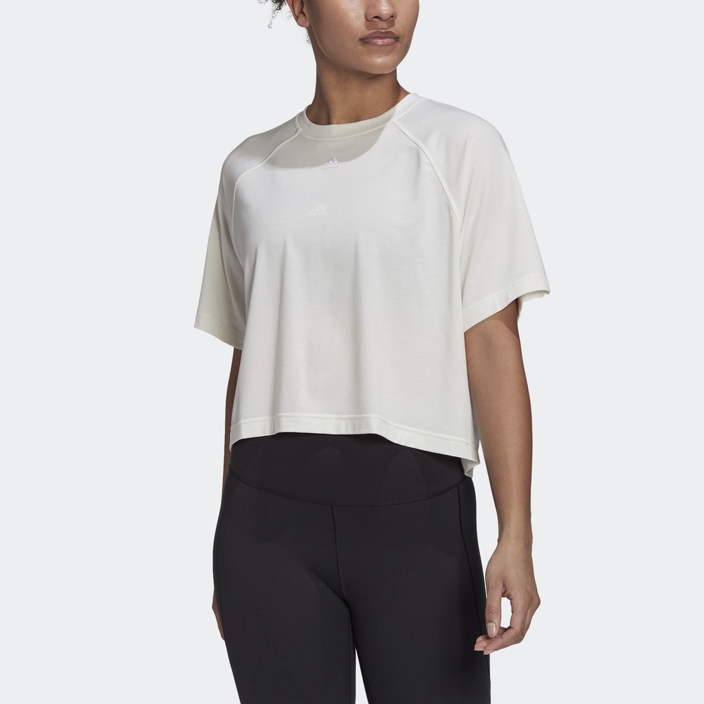 Adidas Tập luyện Áo Thun Khoét Lưng AEROREADY Nữ trắng HK2352