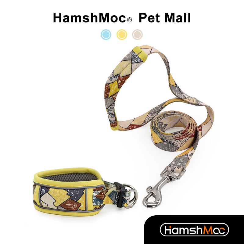 HamshMoc Vòng Cổ Và Dây Dắt Cho Thú Cưng Màu Phản Quang Mềm Mại Có Khóa An Toàn Cỡ Nhỏ / Vừa / Lớn