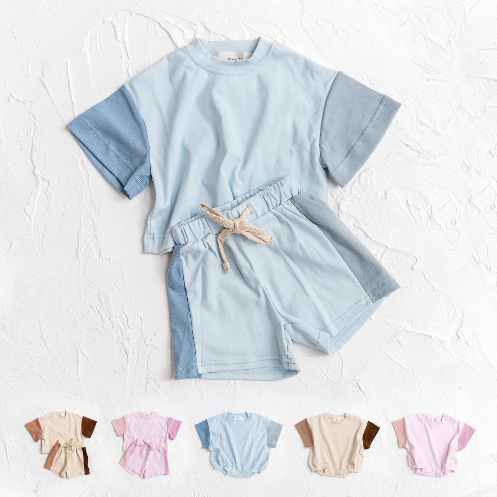 Set Áo Thun Tay Ngắn & Quần Short Cho Bé Trai & Gái