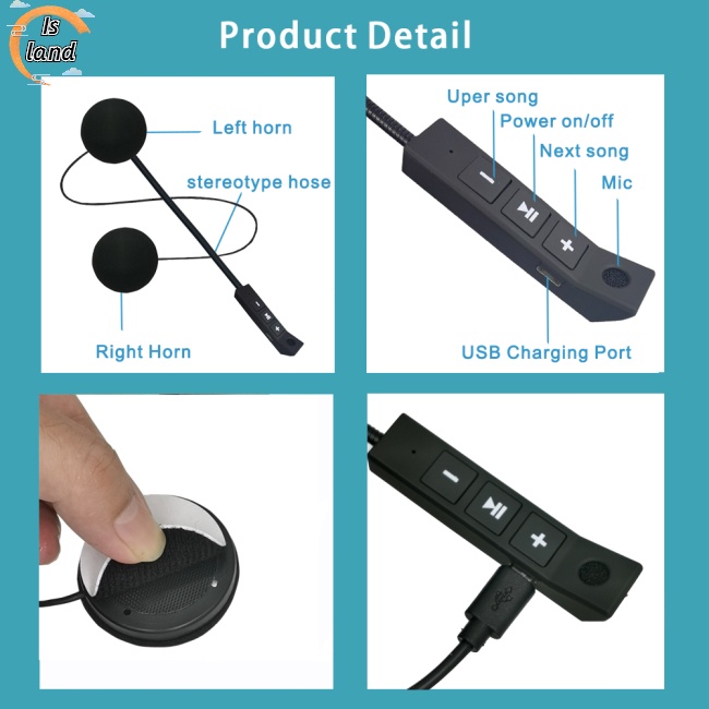 [IS] Tai Nghe Bluetooth Không Dây Gắn Mũ Bảo Hiểm Xe Máy Rảnh Tay Chống Nhiễm Trùng