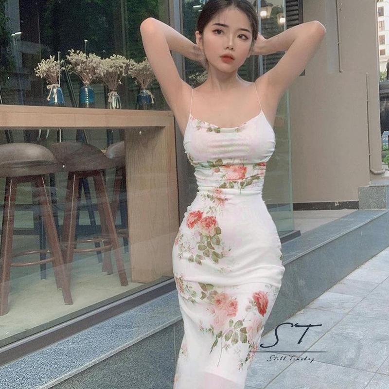 Đầm Dáng Ôm Không Tay In Hoa Thời Trang Mùa Hè CY03 Cho Nữ