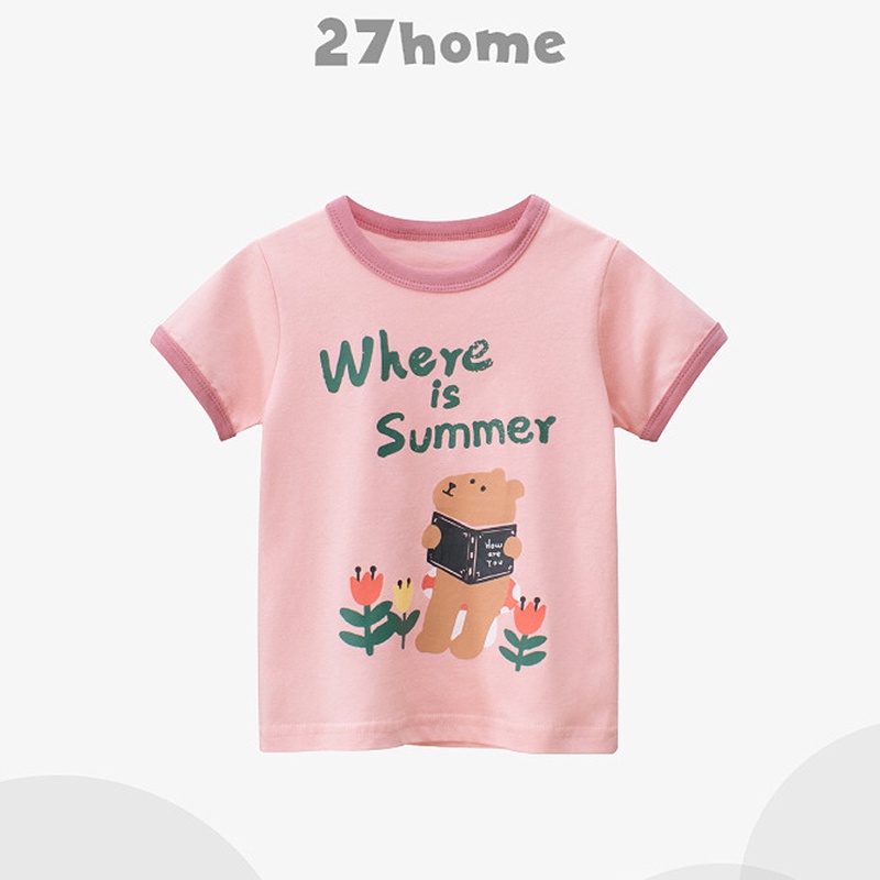 Áo Thun Tay Ngắn In Hình Gấu Dễ Thương Cho Bé