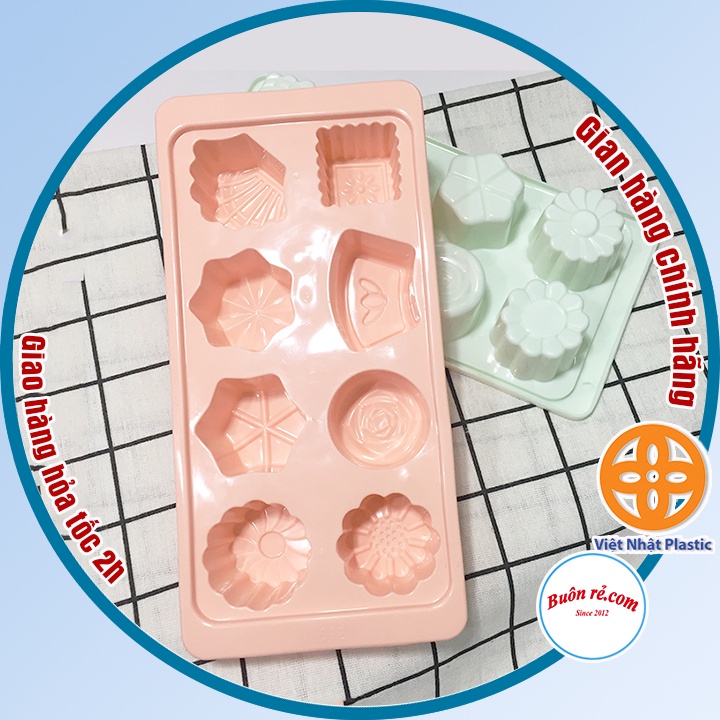 Khay đá, khuôn thạch 8 viên (MS 6921) Việt Nhật nhựa dẻo làm thạch rau câu, khay chia ăn dặm cho bé 01236