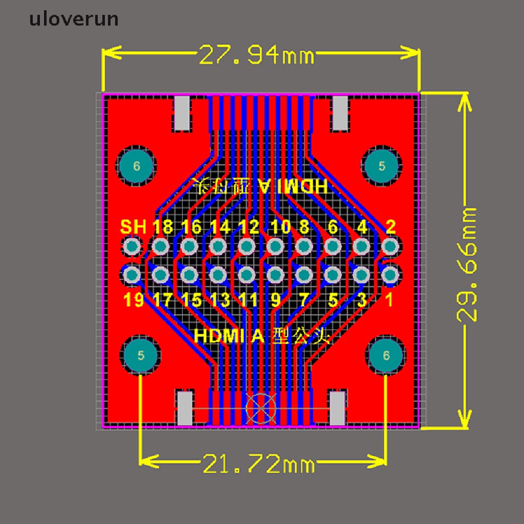 1 Bảng Mạch Thử Nghiệm MINI HDMI Đầu Đực Và Đầu Cái PCB 2.54mm vn