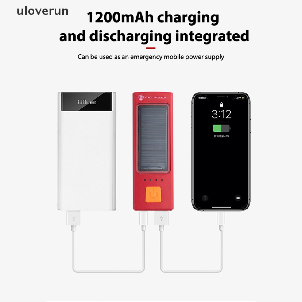 Đèn Năng Lượng Mặt Trời Chống Thấm Nước Kèm Còi Sạc USB Chuyên Dụng Cho Xe Đạp