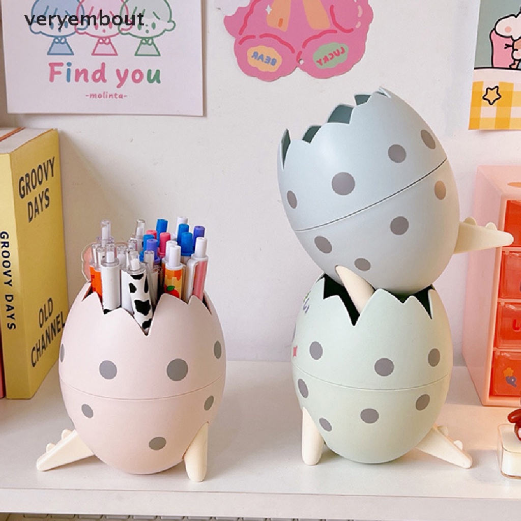 Giá Đỡ Bút / Cọ Trang Điểm Hình Trứng Khủng Long Dễ Thương Sáng Tạo