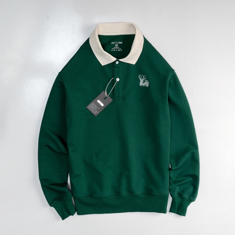 Áo nỉ dài tay nam Polo Snow  ARTCOM chất vải nỉ da cá 100% cotton dày dặn ấm áp cho mùa đông, co dãn tốt thoáng khí