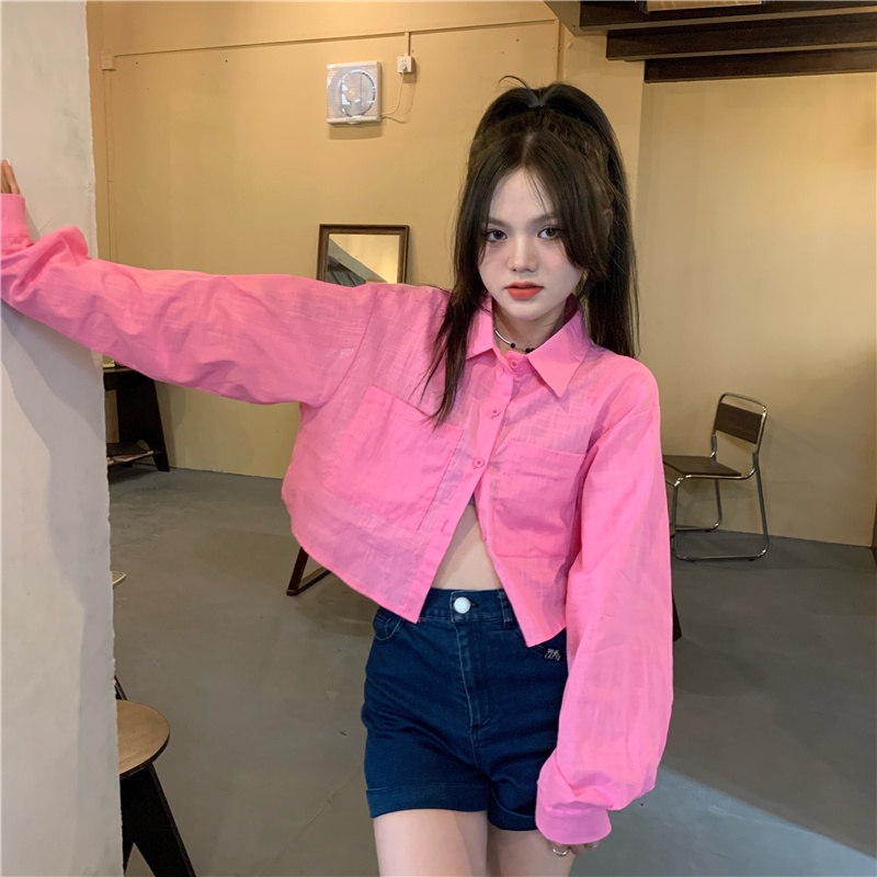 Áo sơ mi SUXI tay dài dáng rộng màu trơn đơn giản thời trang Hàn Quốc cho nữ