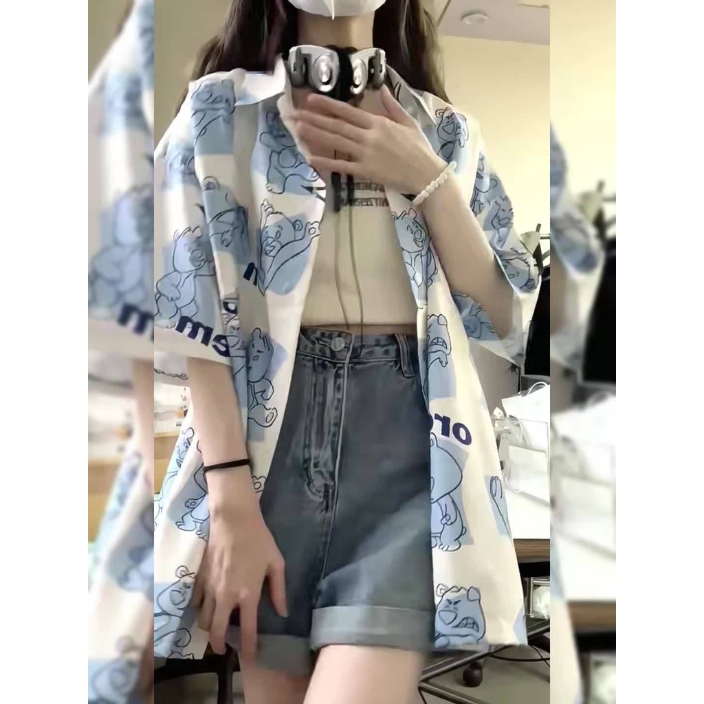 Áo Sơ Mi Ngắn Tay In Họa Tiết Động Vật Thời Trang Dành Cho Nữ