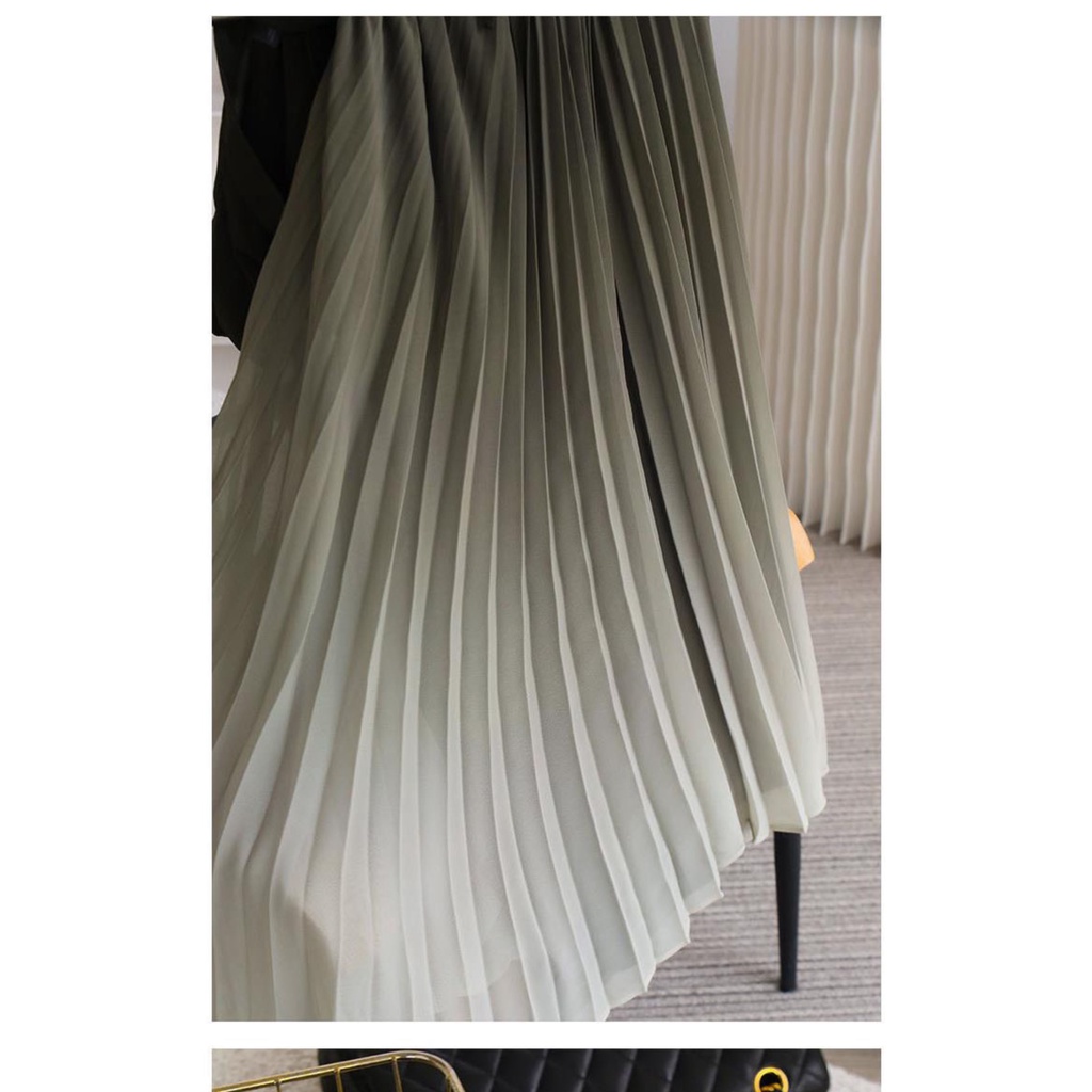 Đầm váy midi xếp li xanh ombre Xiny  D2023