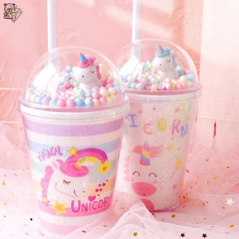 Cốc Uống Cà Phê 380ML Bằng Nhựa Có Nắp Và Ống Hút Có Thể Tái Sử Dụng