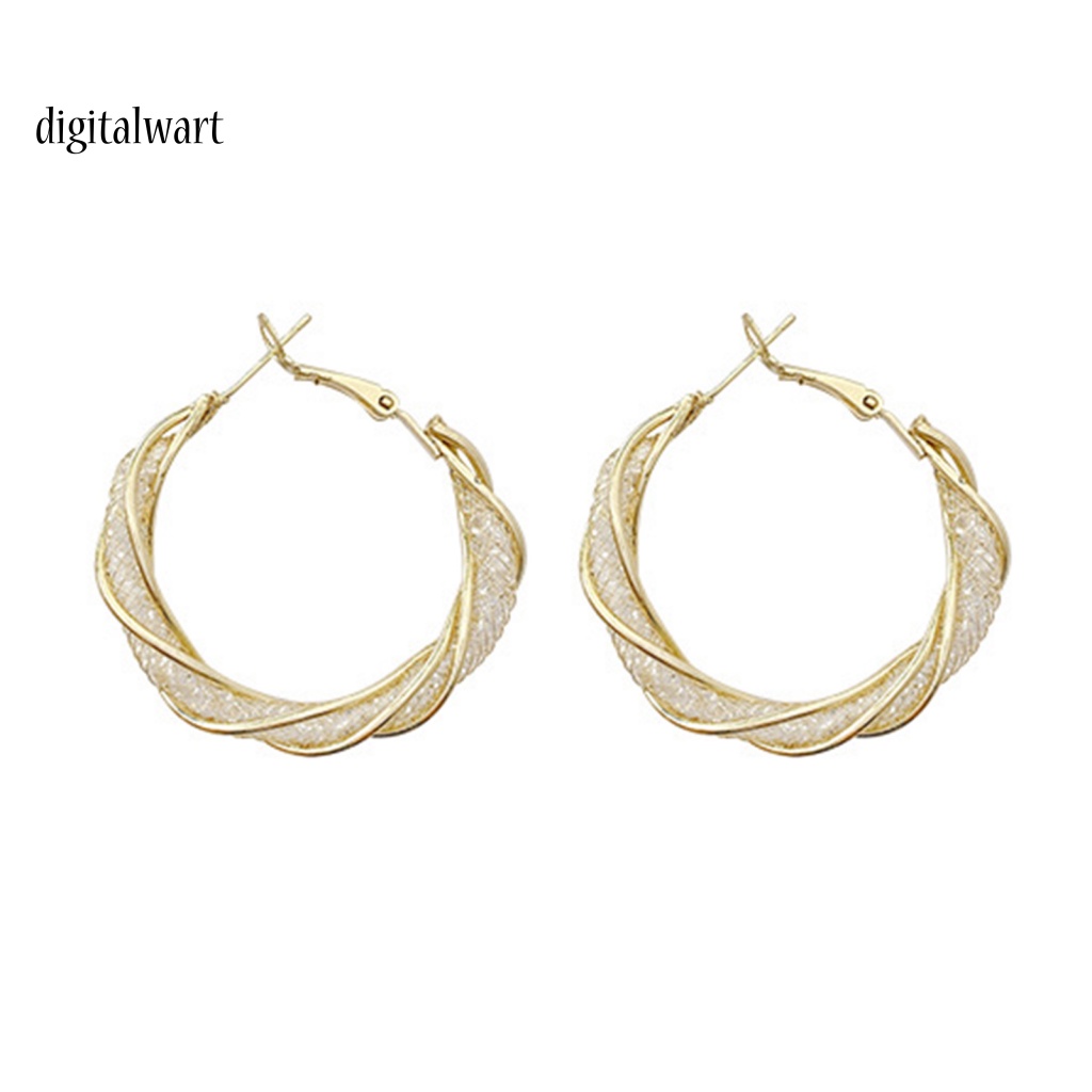 Kỹ Thuật Số| 1 Đôi Bông Tai Kim Loại Dạng Vòng Xoắn Hình Học Lớn Thời Trang