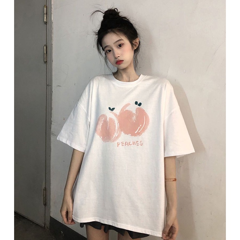 COZOK Áo Thun Tay Ngắn Dáng Rộng In Chữ Thời Trang