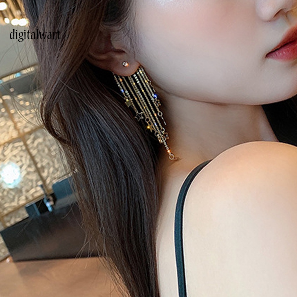 Kỹ Thuật Số| 1 Đôi Bông Tai Hình Ngôi Sao Năm Cánh Dát Đá Thời Trang Hàng Ngày