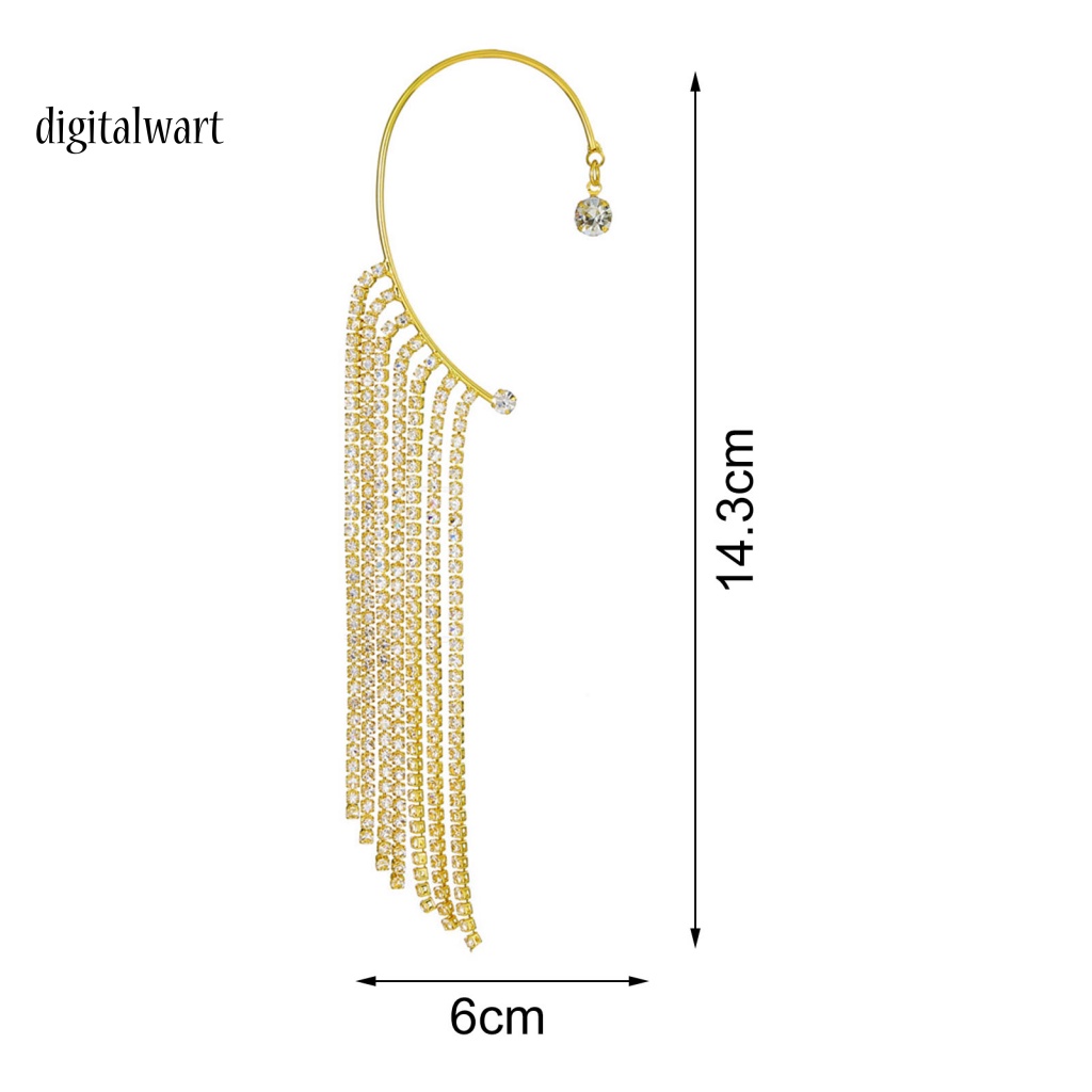 Kỹ Thuật Số| 1 Khuyên Kẹp Vành Tai Chữ C Đính Đá Phối Tua Rua Thời Trang