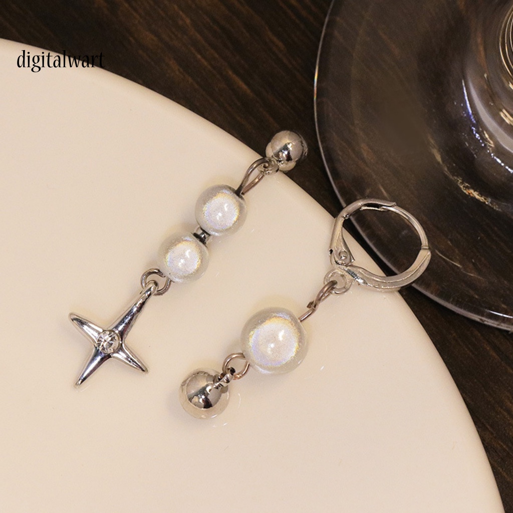 Kỹ Thuật Số| 1 Đôi Bông Tai Xỏ Lỗ Bất Đối Xứng Màu Sáng Thời Trang Dành Cho Nữ