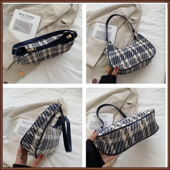 Túi Xách Da Đeo Dưới Cánh Tay Họa Tiết Kẻ Sọc Thời Trang Cho Nữ