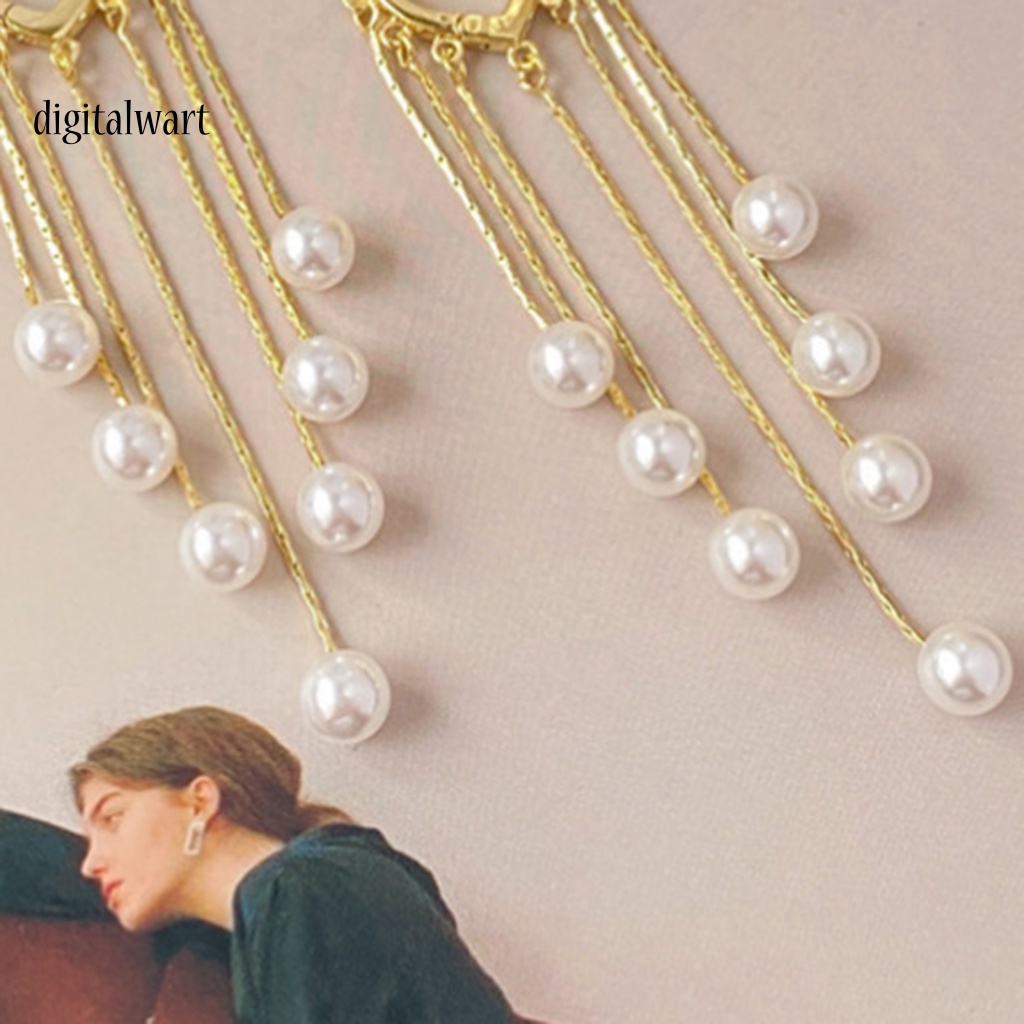 Kỹ Thuật Số| 1 Đôi Bông Tai Ngọc Trai Giả Tua Rua Thời Trang Bohemian Dành Cho Nữ