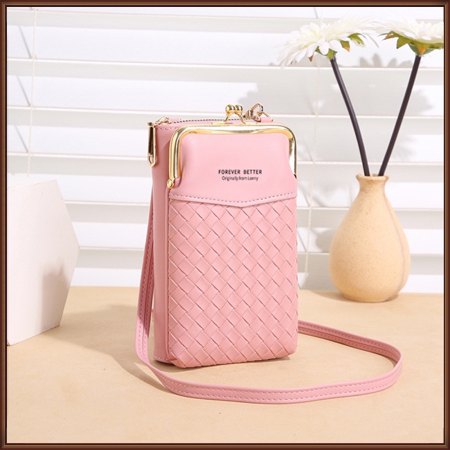 Túi Đeo Chéo Đựng Điện Thoại Màu Trơn Cỡ Lớn Thời Trang Cho Nữ Ví