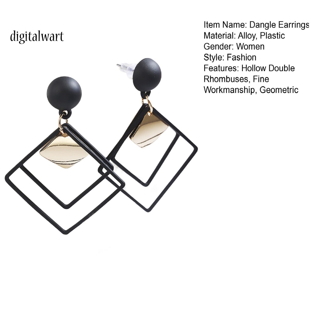 Kỹ Thuật Số| 1 Đôi Bông Tai Hình Thoi Đôi Kiểu Tối Giản Thời Trang Sành Điệu Cho Nữ