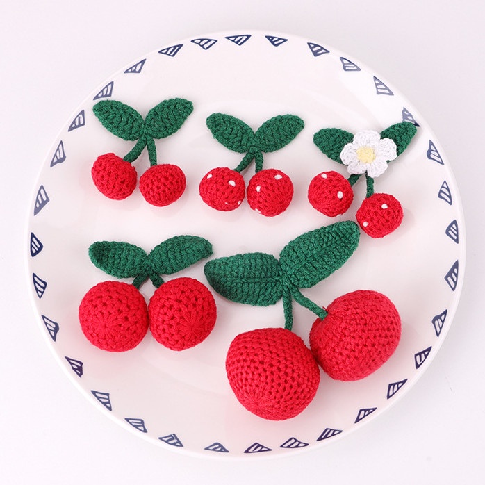 1 Miếng Thêu Hình Quả Cherry Dùng Trang Trí Quần Áo DIY
