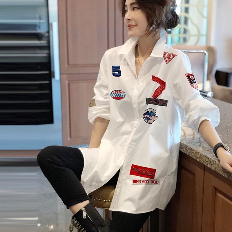 Áo Sơ Mi Trắng Tay Dài Dáng Rộng Dành Cho Nữ Size S-4XL