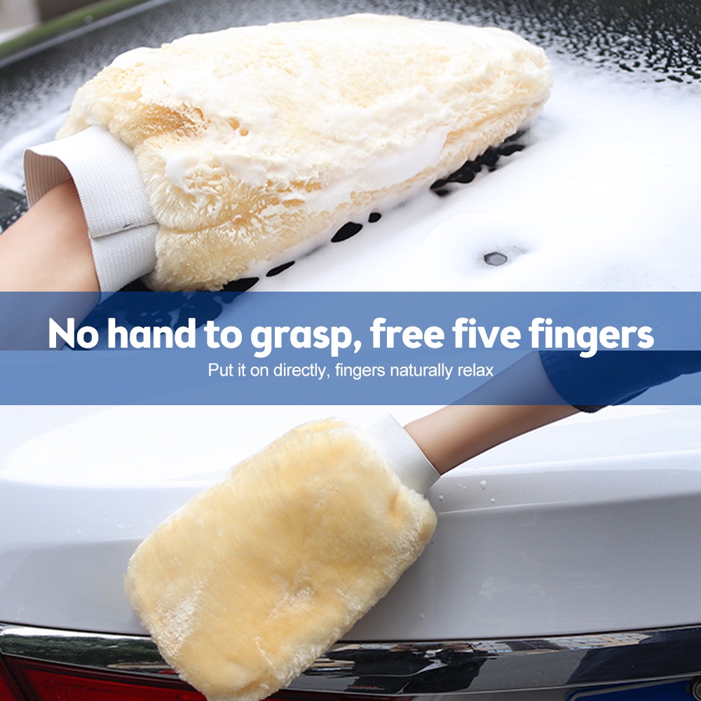 Găng Tay Len Lông Cừu Mềm Mại Đánh Bóng Xe Hơi Chống Trầy Xước