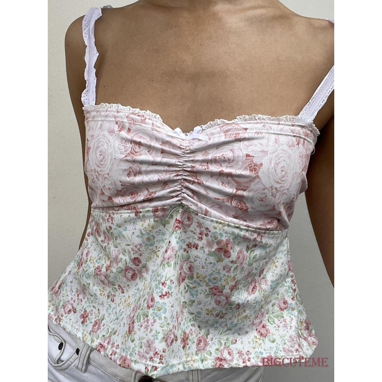 Áo Hai Dây In Hoa Thời Trang Gợi Cảm Cho Nữ