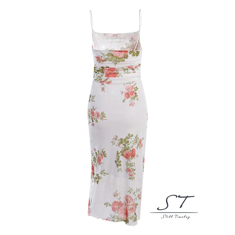 Đầm Dáng Ôm Không Tay In Hoa Thời Trang Mùa Hè CY03 Cho Nữ