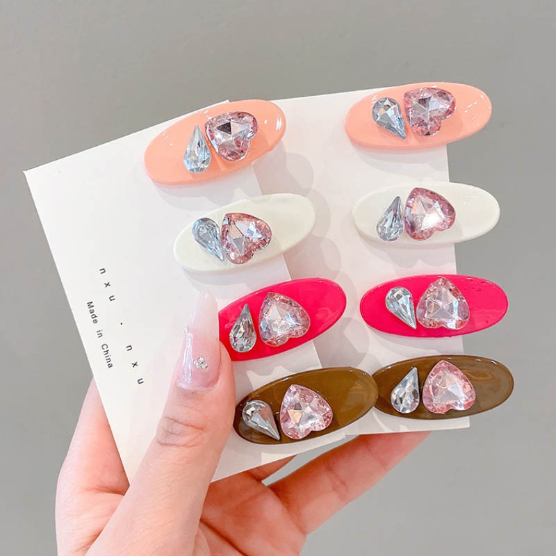 (MớI) Kẹp TóC HìNh TráI Tim ĐíNh Đá Xinh XắN