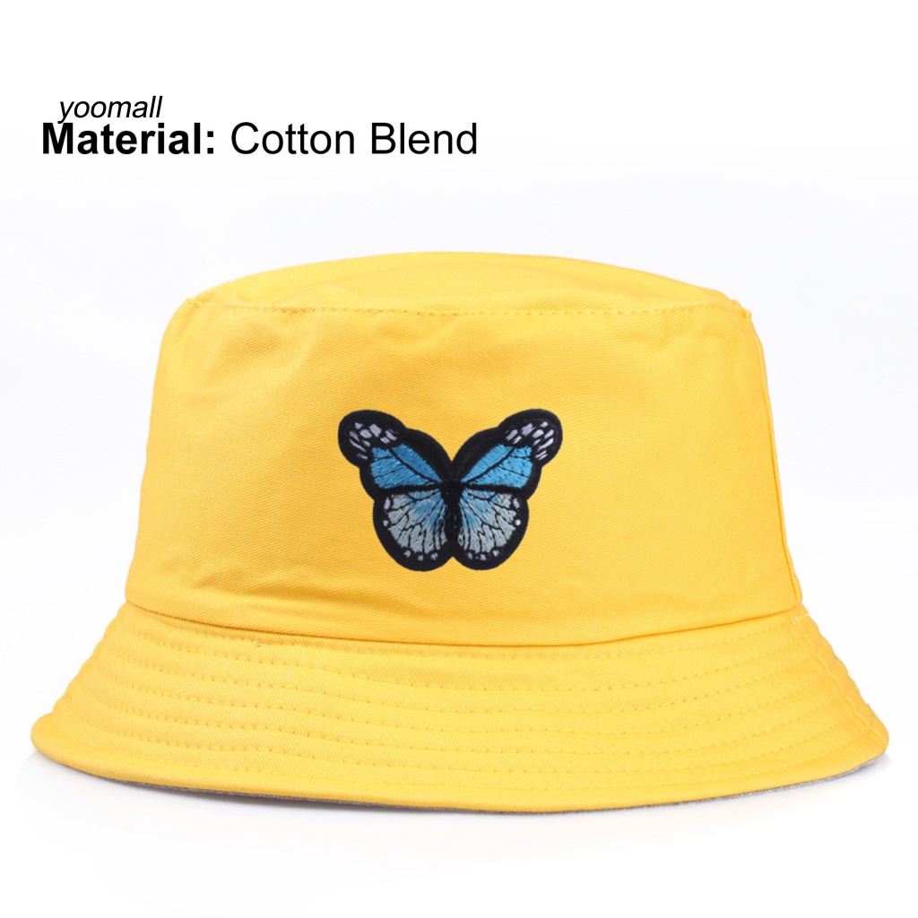 Nón Tai Bèo Chống Nắng Thêu Họa Tiết Bươm Bướm Tinh Tế Thời Trang Cho Cặp Đôi