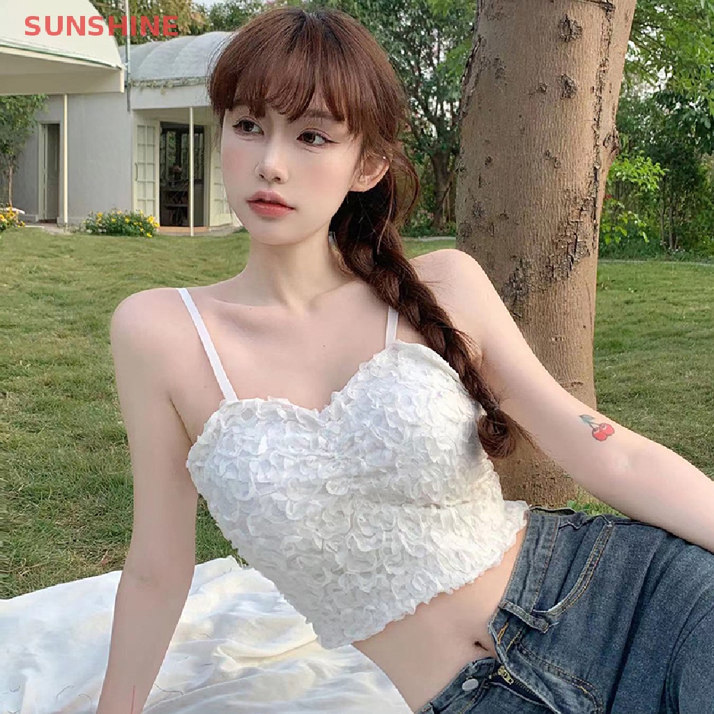 Áo Crop Top Nữ Trễ Vai Cổ Chữ V Phối Ren Hoa Gợi Cảm
