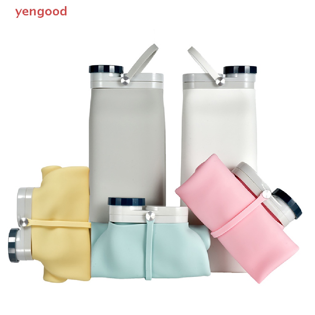 Bình Nước Silicone 600ml Có Thể Gấp Gọn Tiện Dụng Mang Theo Du Lịch