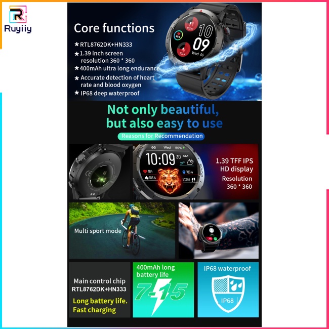 Đồng Hồ Thông Minh Nx9 Bluetooth Có Nam Châm Màn Hình 1.39-inch Sạc Được