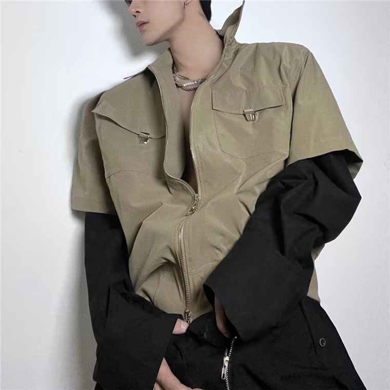 Áo Khoác Tay Ngắn Dáng Rộng Thiết Kế Đơn Giản Thời Trang