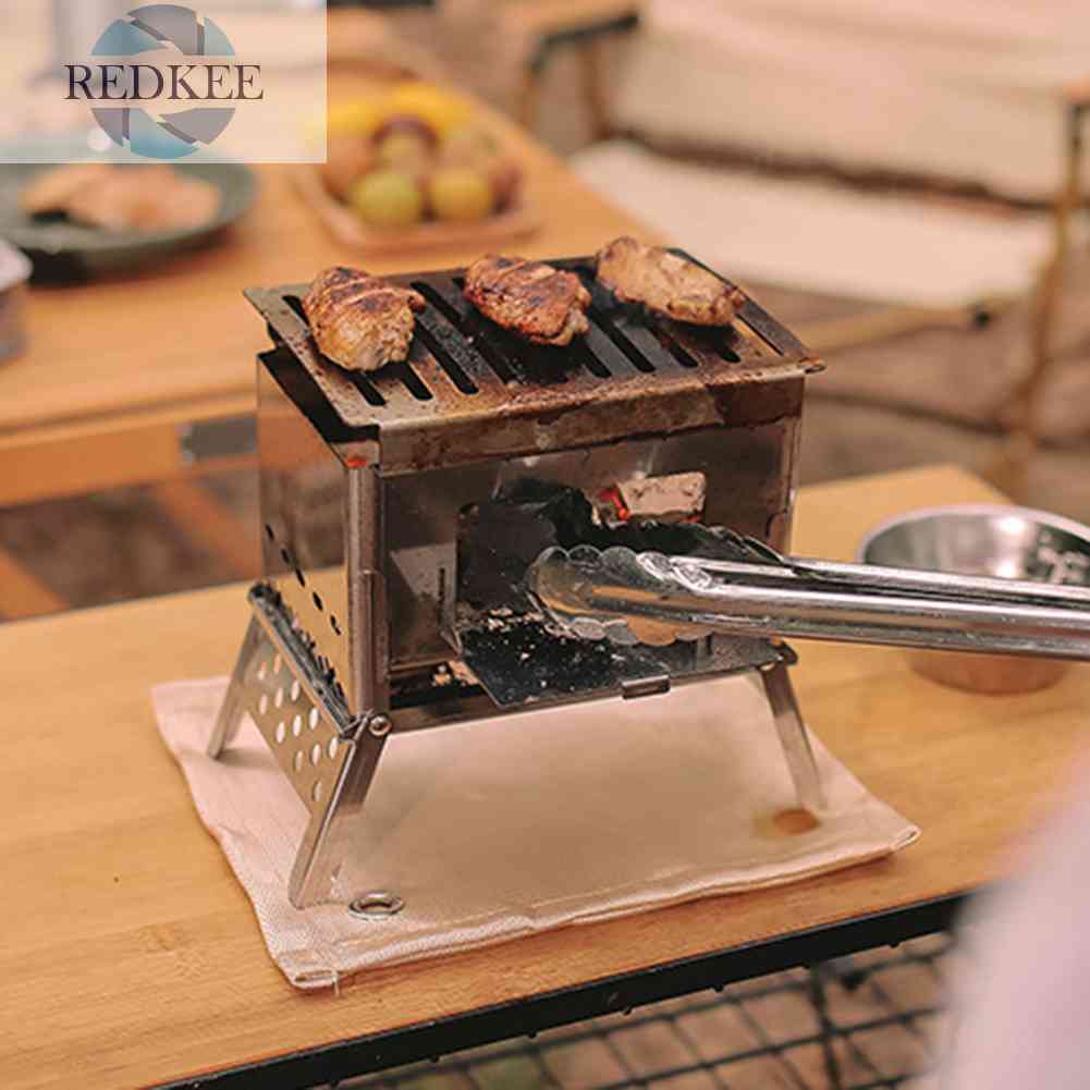 Lò Nướng Than Củi Mini Gấp Gọn Tiện Dụng Mang Đi Cắm Trại