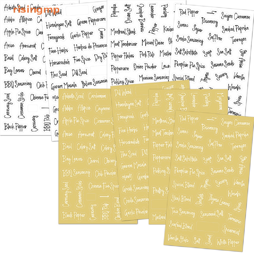 Set 274 / 8 Tấm Nhãn Dán Đánh Dấu Lọ Thủy Tinh Trong Suốt Chống Nước Sáng Tạo Cho Nhà Bếp