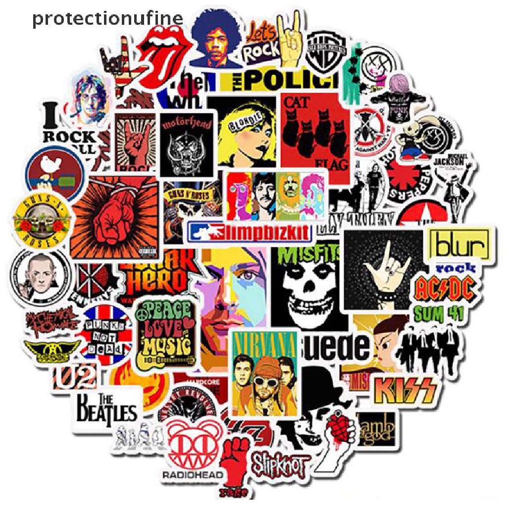 Set 52 Miếng Dán Trang Trí Điện Thoại / Laptop / Xe Hơi Phong Cách Rock and Roll Punk PR3VN