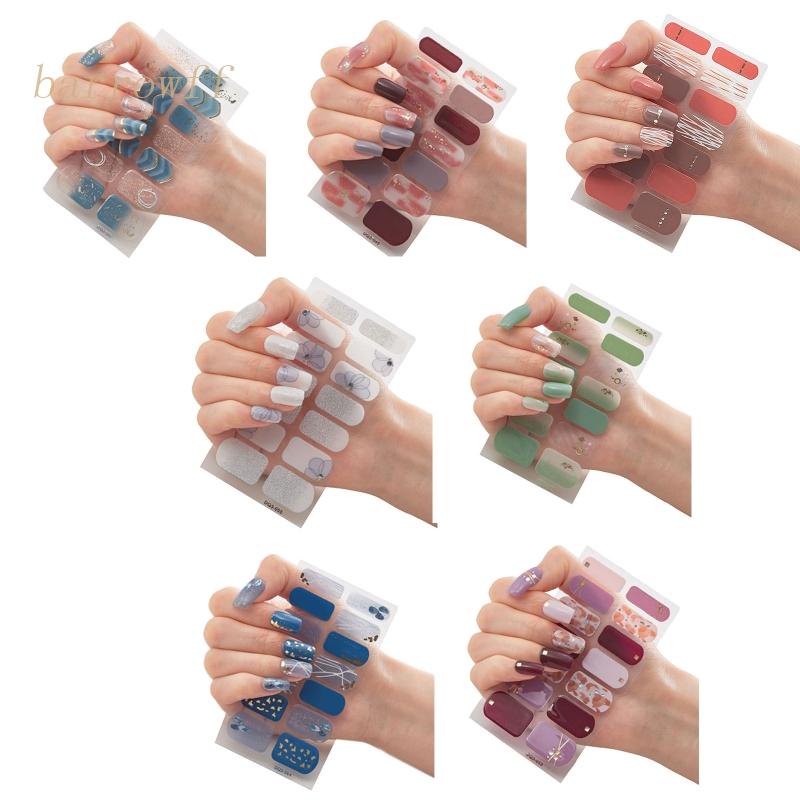 Bộ 14 Miếng Dán Gel Toàn Diện Trang Trí Móng Tay