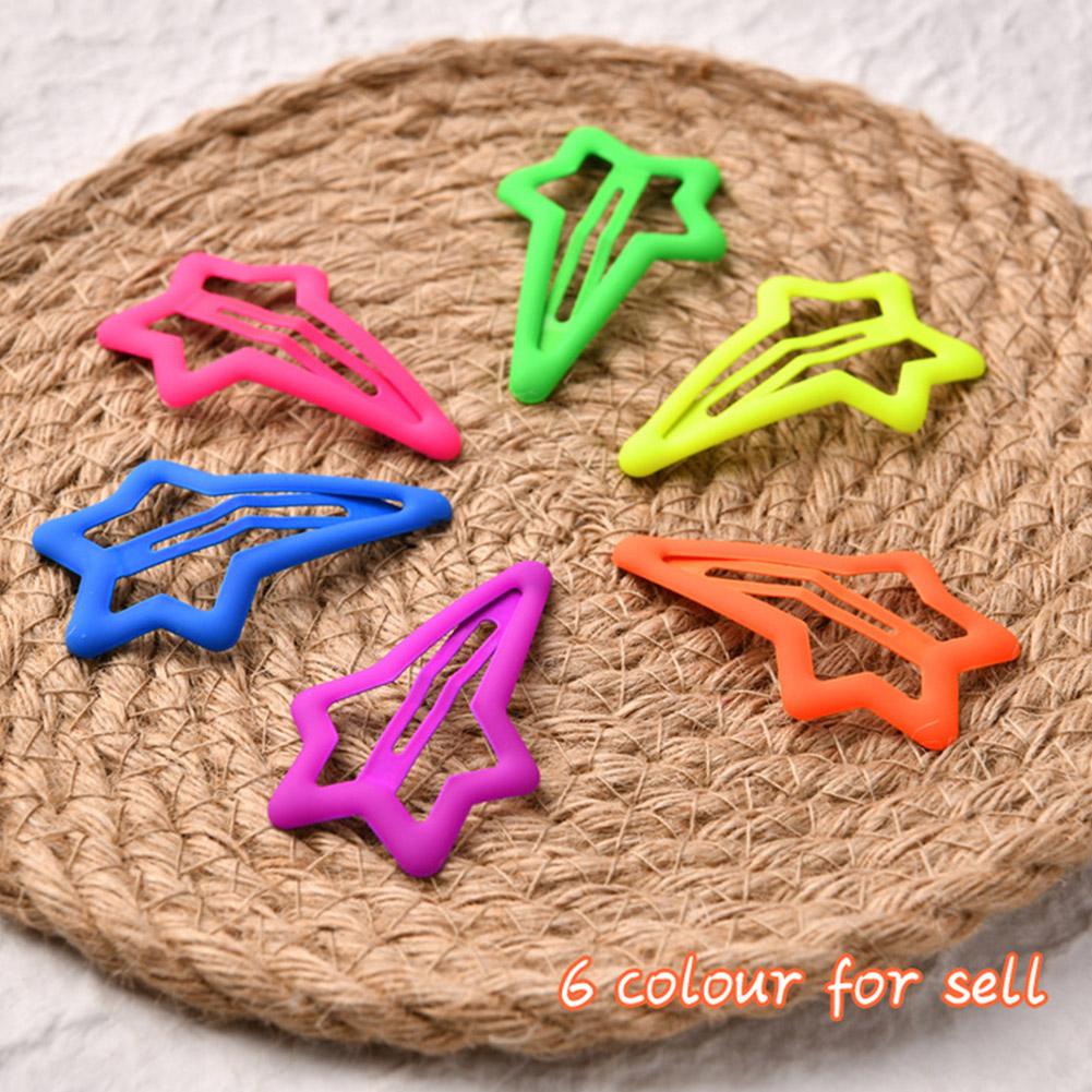 Bộ 6 Kẹp Tóc Hợp Kim Màu Sắc Huỳnh Quang Hình Ngôi Sao Xinh Xắn Cho Bé P2M0