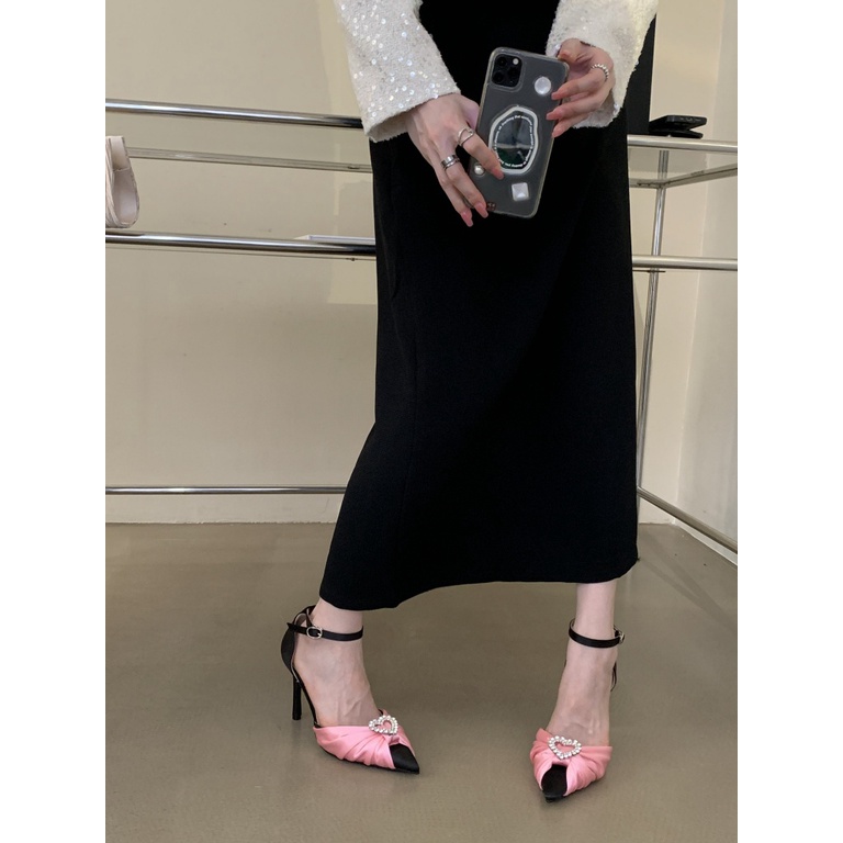 Giày Cao Gót Hở Ngón Mũi Nhọn Có Khóa Trái Tim Phong Cách Mới Mùa Hè 2023 Dành Cho Bạn Nữ