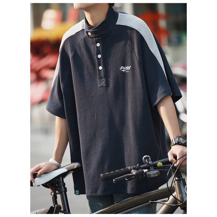Áo polo Tay Ngắn Dáng Rộng Thời Trang Mùa Hè 2023 Phong Cách Harajuku Nhật Bản Cho Nam