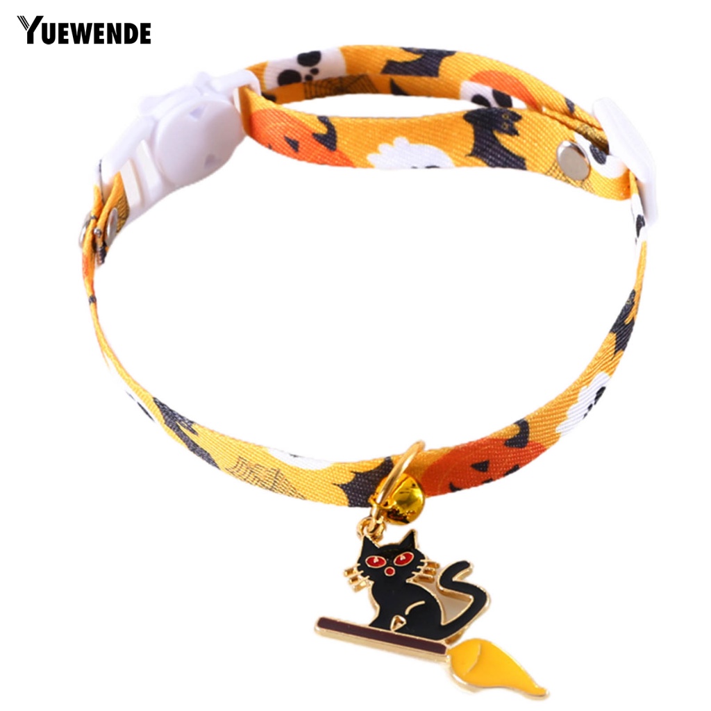 Vòng Cổ Gắn Chuông Họa Tiết Ma Bí Ngô Có Thể Điều Chỉnh Trang Trí Lễ Hội Cho Thú Cưng