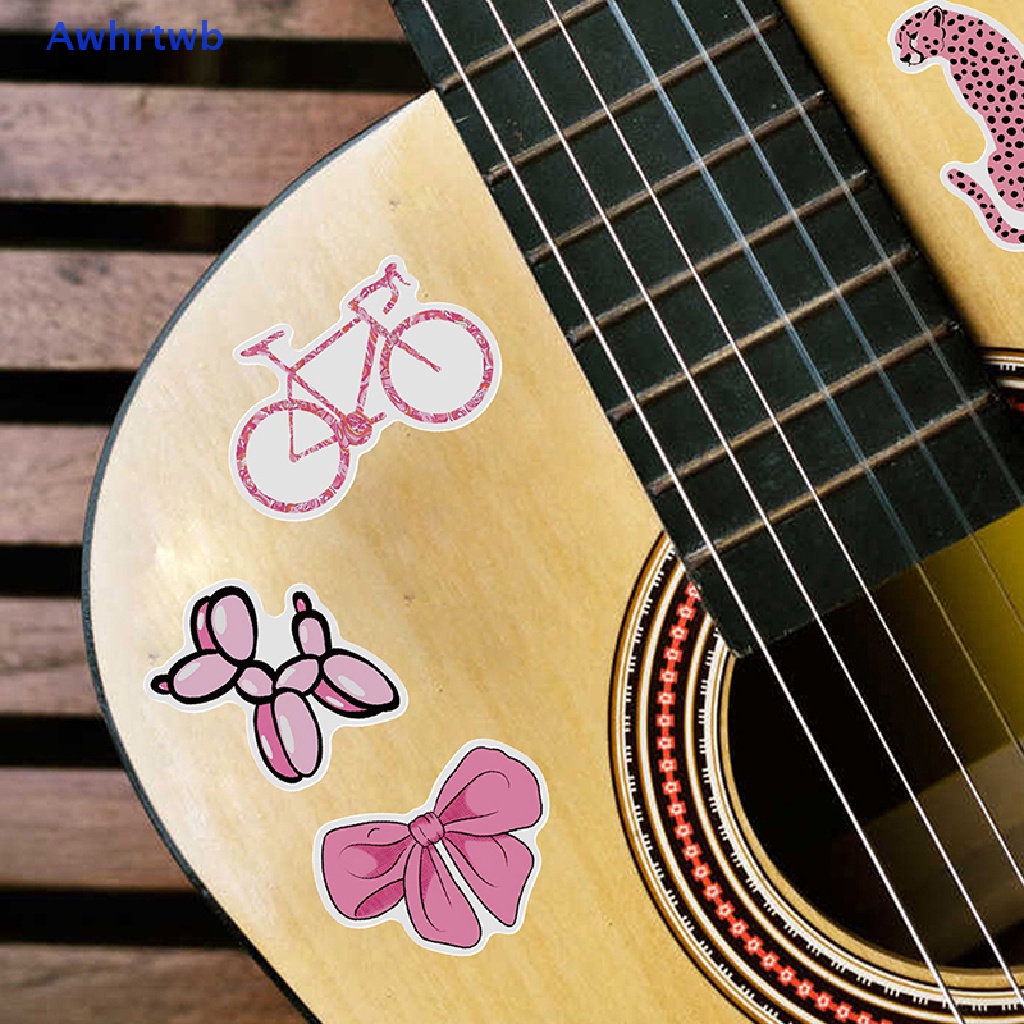 Set 100 Miếng Dán Hành Lý Màu Hồng Vẽ Hoạt Hình Graffiti Cho Nữ Mới