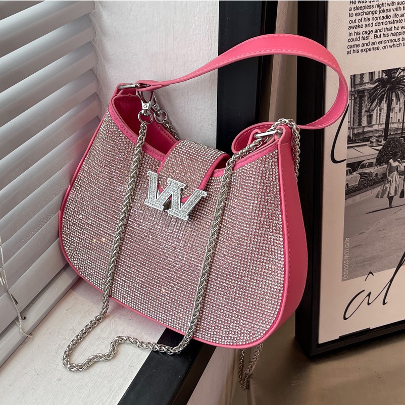 Túi Xách Đeo Dưới Cánh Tay Cỡ Nhỏ Đính Đá Kim Cương Toàn Diện Thời Trang Xuân Hè Cho Nữ