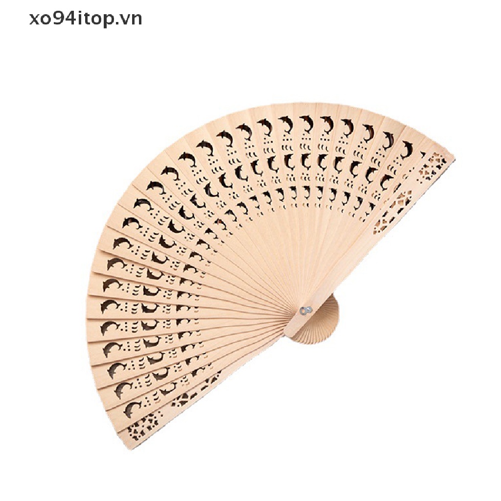 Quạt Xếp Cầm Tay Bằng Tre Chạm Khắc Rỗng Phong Cách Trung Hoa Cổ Điển Trang Trí Nội Thất